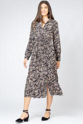 SHOPIKA Rochie lunga animal print, tip camasa, din vascoza S