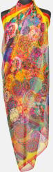 Shopika Esarfa dreptunghiulara tip pareo, cu imprimeu mandale multicolore margine rosie si galbena, din matase si vascoza Multicolor