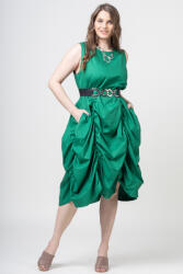 My Pepper Rochie spectaculoasa verde, din poplin satinat, cu falduri Talie unica