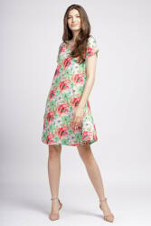 Pierino Rochie A line midi, silky, cu imprimeu floral rosu si verde S/M