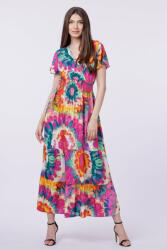 SHOPIKA Rochie cu talia evidentiata si bust petrecut, imprimeu floral predominant fucsia M/L
