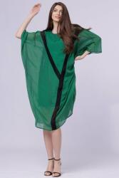 U See Rochie fluture, oversize verde, cu Y decorativ negru Talie unica