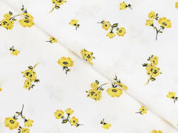 Goldea pamutvászon - cikkszám 930, sárga virágok fehér alapon 145 cm