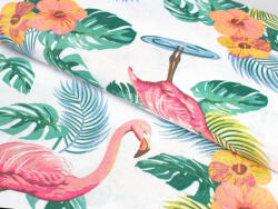 Goldea dekoratív anyag loneta - waiki 701 flamingó madarak 140 cm