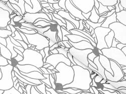Goldea pamutvászon - cikkszám 1027 sötétszürke virágok fehér alapon 145 cm