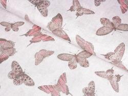 Goldea țesătură decorativă loneta - fluturi roz 140 cm