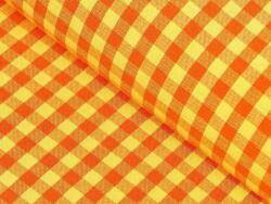 Goldea țesătură kanafas 100% bumbac - carouri mici în galben-portocaliu 150 cm