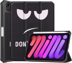 Wooze Apple iPad Mini (2021) (8.3), mappa tok, Apple Pencil tartóval, Dont touch me minta, Smart Case, Wooze New Style Trifold Case, fekete/fehér (110853) (110853)