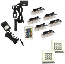 Venezia Rejtett LED világítás nappali bútorhoz - 6+2 fénypontos - RGB 16 szín