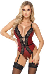 Abierta Fina Crotchless Body with Removable Suspenders 2643456 Red-Black L