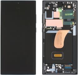 Samsung S918 Galaxy S23 Ultra Előlap Keret+LCD Kijelző+Érintőpanel, Szürke/Piros (GH82-30466E, GH82-30465E) Service Pack