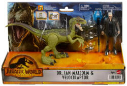 Mattel Jurassic World Dominion Set 2 Figurine Dr. Ian Malcolm Si Velociraptor (MTHDX46_HGP77) - ejuniorul