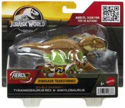 Mattel Jurassic World Fierce Changers Double Danger Dinozaur Transformabil Tyrannosaurus Rex Si Ankylosaurus Maro (MTHLP05_HLP06) - ejuniorul