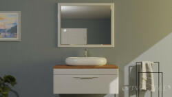 TMP cabinets MOON 90 cm fehér - natúr dió - függesztett fürdőszobabútor mosdó nélkül - TOP COUNTER mosdókhoz (00400360)