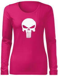 DRAGOWA Slim дамска тениска с дълъг ръкав, Punisher, розова, 160г/м2 (6030)