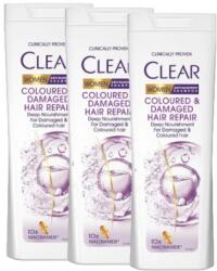 CLEAR Coloured & Damaged Hair Repair, sampon pentru par vopsit si deteriorat, 3 x 360 ml (46652)