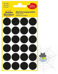 AVERY Etikett AVERY 3003 jelölőpont 18 mm fekete 96 címke/doboz 4 ív/csomag