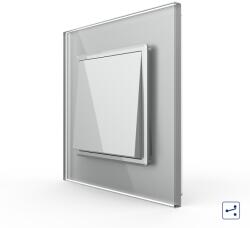 LIVOLO Intrerupator Simplu Mecanic si Cap Scara , 2 Module LIVOLO cu Rama din Sticla - Serie Noua - culoare gri