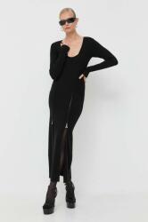 Patrizia Pepe ruha gyapjú keverékből fekete, maxi, testhezálló - fekete 34