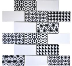 Mozaic piscină ceramic Misto alb/negru lucios 28, 3x29, 1 cm