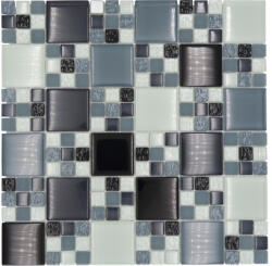 Mozaic piscină sticlă XCM 8565 mix alb/gri/negru 30x30 cm