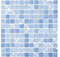 Mozaic piscină sticlă Patch 40 mix albastru 31, 5x31, 5 cm