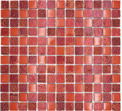 Mozaic sticlă-piatră naturală XCM CB 92 mix roșu 30x32, 5 cm