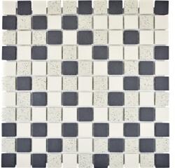 Mozaic piscină ceramic CU QR210 crem-negru 30, 25x33 cm