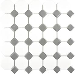 Mozaic piscină OCTAG469 alb mat metal lucios 29, 5x29, 5 cm