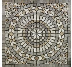 Decor mozaic Firenze, marmură și travertin pe plasă, 60x60 cm