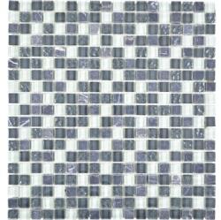 Mozaic sticlă-piatră naturală XCM M810 gri/negru 30, 5x32, 2 cm