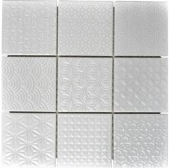 Mozaic piscină ceramic SPIRIT W3 alb lucios 30x30 cm