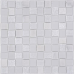 Mozaic piscină sticlă-piatră naturală XCM R07 mix alb 27, 3x27, 3 cm