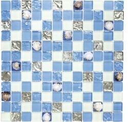  Mozaic sticlă XCM 8OP8 mix scoici-albastru 30x30 cm