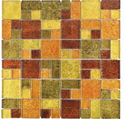 Mozaic sticlă XCM 8AL49 mix bronz/auriu/portocaliu 30x30 cm