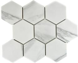 Mozaic piscină ceramic CIM HX9 CR Hexagon Carrara 25, 6x29, 55 cm