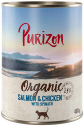 Purizon 6x400g Purizon Organic Lazac, csirke & spenót nedves macskatáp