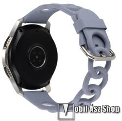 Okosóra szíj - légáteresztő, sportoláshoz, szilikon - VILÁGOSKÉK - lánc formájú, 118+95mm hosszú, 22mm széles - SAMSUNG Galaxy Watch 46mm / Watch GT2 46mm / Watch GT 2e / Galaxy Watch3 45mm / Honor Ma