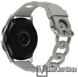 Okosóra szíj - légáteresztő, sportoláshoz, szilikon - SZÜRKE - lánc formájú, 118+95mm hosszú, 22mm széles - SAMSUNG Galaxy Watch 46mm / Watch GT2 46mm / Watch GT 2e / Galaxy Watch3 45mm / Honor MagicW