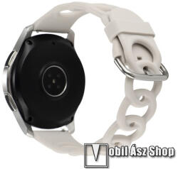 Okosóra szíj - légáteresztő, sportoláshoz, szilikon - TÖRTFEHÉR - lánc formájú, 118+95mm hosszú, 22mm széles - SAMSUNG Galaxy Watch 46mm / Watch GT2 46mm / Watch GT 2e / Galaxy Watch3 45mm / Honor Mag