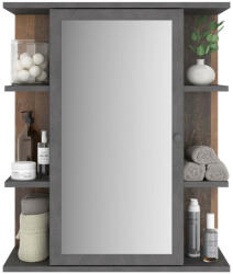 FMD Dulap de baie cu oglindă, stil vechi Matera de culoare închisă (429458)