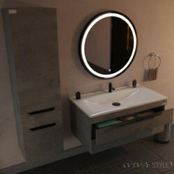 TMP IRON fürdőszobai tükör 70 cm - világítással - FEKETE keret - kerek (00401122) - globalvivamarket