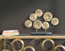  Asztali fém dekoráció mintás körökkel és karikákkal, arany fekete - ADOUVANCHIK