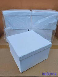 Papírdoboz kocka 20x20x13cm - Borda mintás Fehér