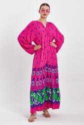 Vale Woman Rochie camasa cu imprimeu, pe fond fucsia, din vascoza Talie unica