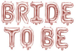 Partydeco Bride To Be felirat, fólia betűk, csak levegővel tölthető, 16"-es betűk, Rosegold (LUFI633215)
