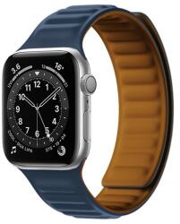 gigapack Pótszíj (egyedi méret, szilikon, bőr hatású, 3D minta, mágneses zár) SÖTÉTKÉK Apple Watch Series 4 44mm, Apple Watch Series 5 44mm, Apple Watch Series 3 42mm, Apple Watch Series 2 42mm, App (GP-142784