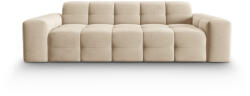 Micadoni Canapea Kendal cu 3 locuri si tapiterie din catifea, bej deschis (CanapeaKendal1set12) Canapea