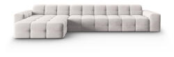 Micadoni Coltar Kendal cu 5 locuri si tapiterie din catifea, gri deschis (Coltar2Kendal1set1)