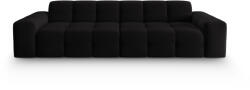 Micadoni Canapea Kendal cu 4 locuri si tapiterie din catifea, negru (CanapeaKendal1set19) Canapea